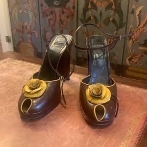 Casadei brown leather peep toe shoes